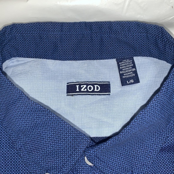 MEN’S Izod Dark Blue Short Sleeve Button Up Shirt Size L - Picture 2 of 5